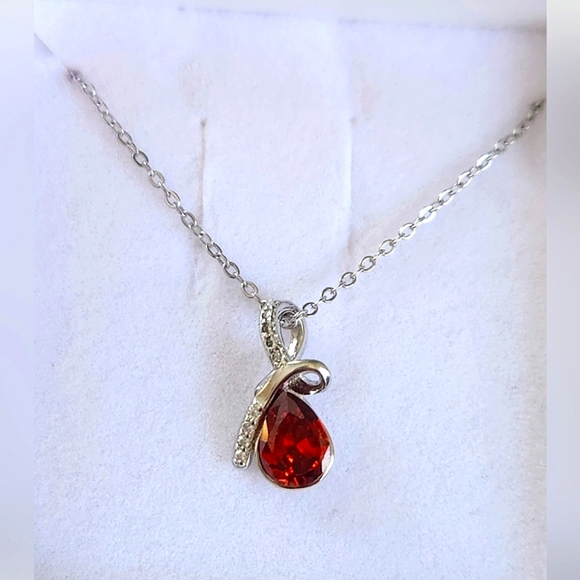 NWT Ryze Ruby Red & White Frost Cubic Zirconia .925 Sterling Silver Necklace - Picture 4 of 9